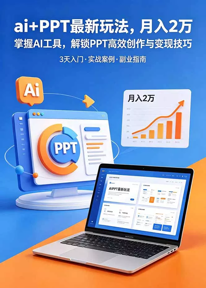 ai+PPT最新玩法，月入2万掌握AI工具，解锁PPT高效创作与变现技巧3天入门，实战案例·副业指南 - 渡客网创