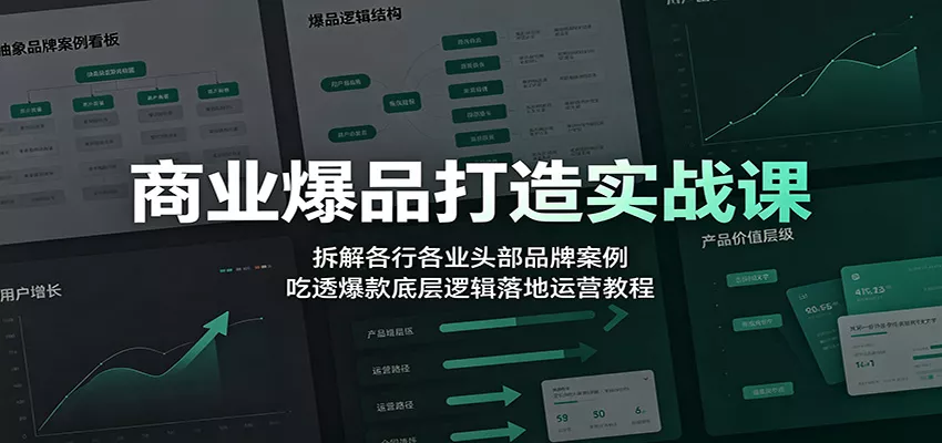 商业爆品打造实战课：拆解各行各业头部品牌案例，吃透爆款底层逻辑落地运营教程 - 渡客网创