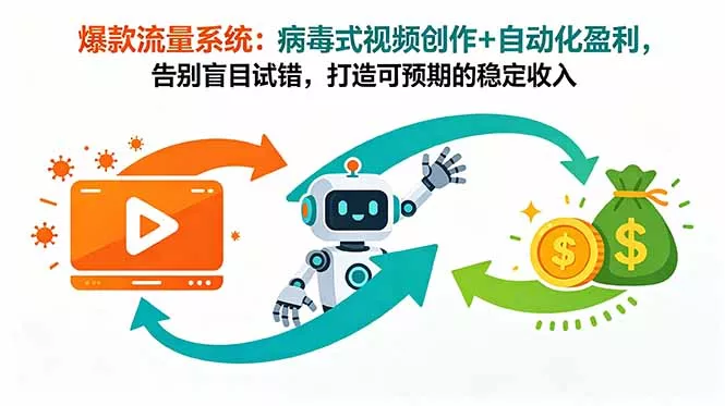 爆款流量系统：病毒式视频创作+自动化盈利，告别盲目试错，打造可预期的稳定收入 - 渡客网创