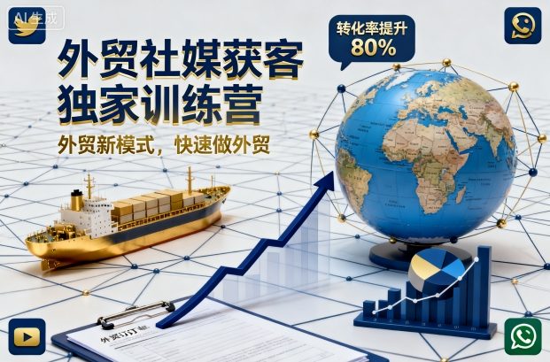 外贸社媒获客独家训练营，外贸新模式，快速做外贸(更新26年4月) - 渡客网创