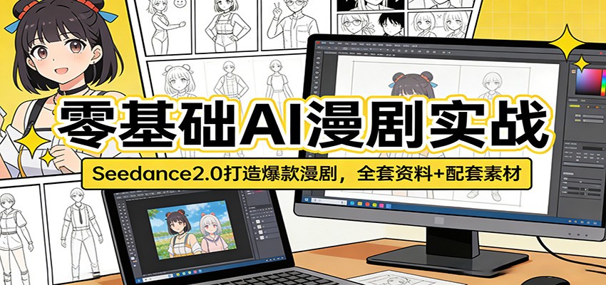 零基础AI漫剧实战：Seedance2.0打造爆款漫剧，全套资料+配套素材 - 渡客网创
