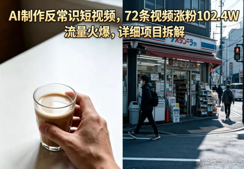 AI制作反常识短视频，72条视频涨粉102.4W，流量火爆，详细项目拆解 - 渡客网创