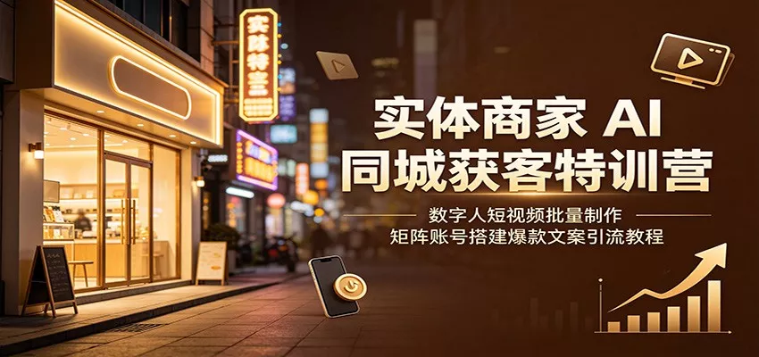 实体商家AI同城获客特训营：数字人短视频批量制作，矩阵账号搭建爆款文案引流教程 - 渡客网创