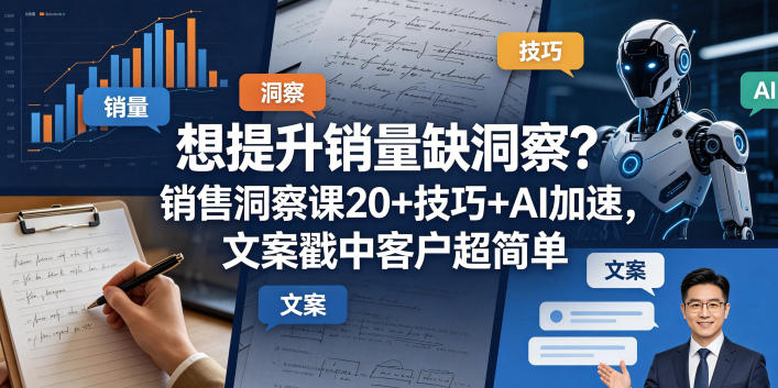 想提升销量缺洞察？销售洞察课20+技巧+AI加速，文案戳中客户超简单【原创双语字幕】 - 渡客网创