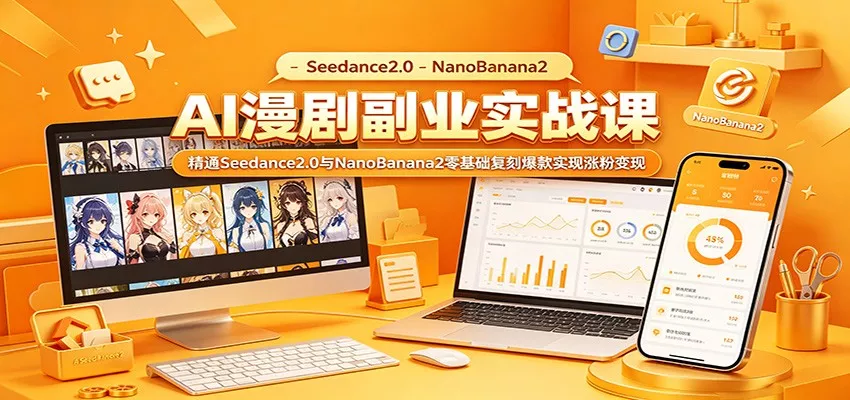 AI漫剧副业实战课：精通Seedance2.0与NanoBanana2零基础复刻爆款实现涨粉变现 - 渡客网创