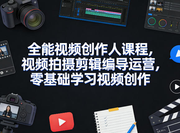 全能视频创作人课程，视频拍摄剪辑编导运营，零基础学习视频创作(更新2026年4月) - 渡客网创