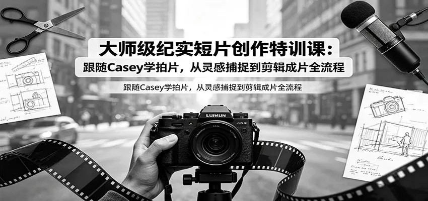 大师级纪实短片创作特训课：跟随Casey学拍片，从灵感捕捉到剪辑成片全流程 - 渡客网创
