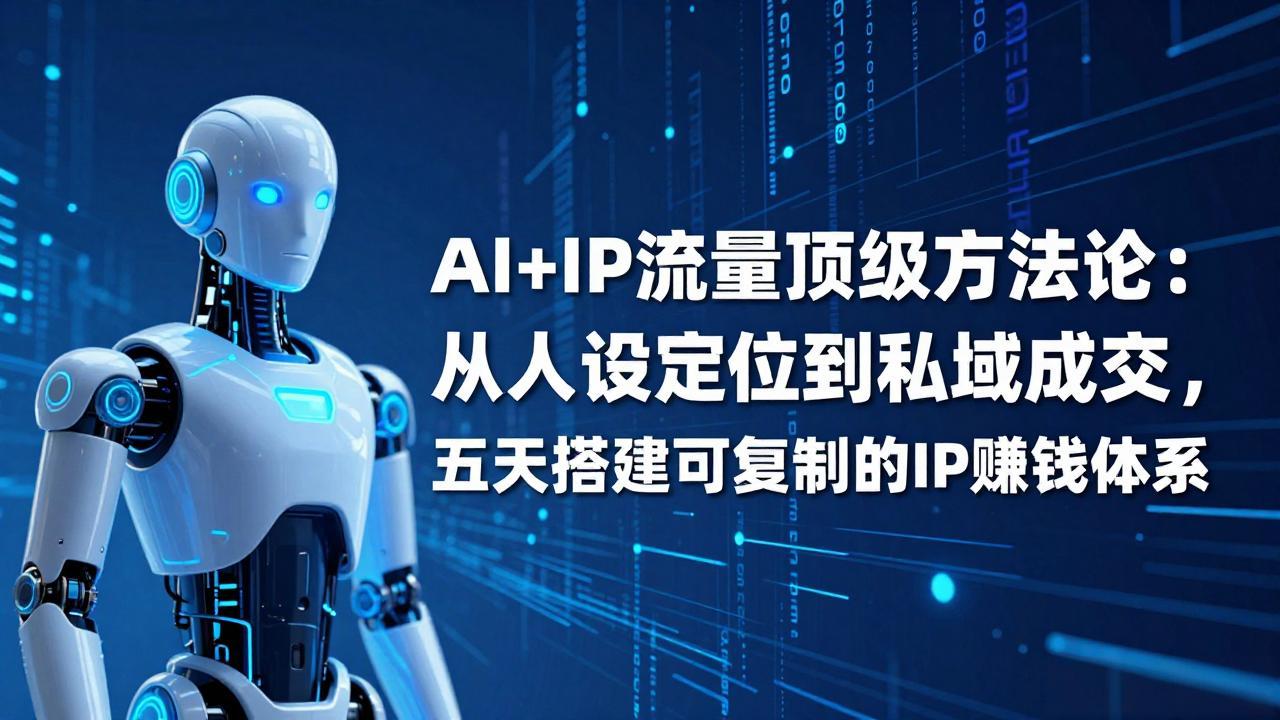 AI+IP顶级方法论：从人设定位到私域成交，五天搭建可复制的IP赚钱体系 - 渡客网创
