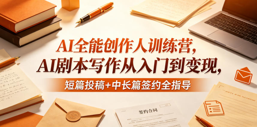 AI全能创作人训练营，AI剧本写作从入门到变现，短篇投稿+中长篇签约全指导 - 渡客网创