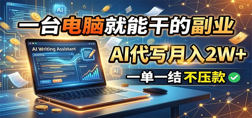 一台电脑就能干的副业，AI代写月入2W+，一单一结不压款 - 渡客网创