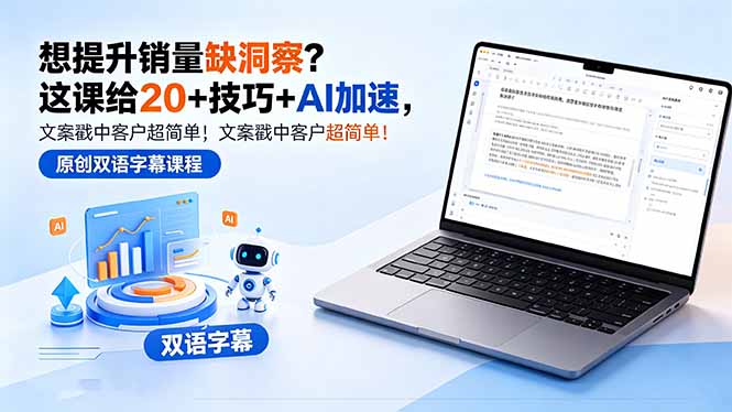 想提升销量缺洞察？这课给 20 + 技巧 + AI 加速，文案戳中客户超简单！【原创双语字幕】 - 渡客网创