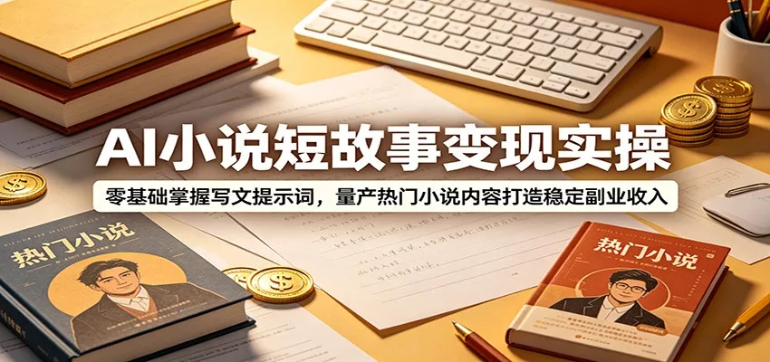 AI小说短故事变现实操:零基础掌握写文提示词,量产热门小说内容打造稳定副业收入 - 渡客网创