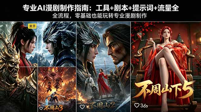 专业AI漫剧制作指南：工具+剧本+提示词+流量全流程，零基础也能玩转专业漫剧制作 - 渡客网创