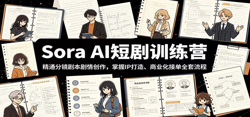 Sora AI短剧训练营：精通分镜剧本剧情创作，掌握IP打造、商业化接单全套流程 - 渡客网创