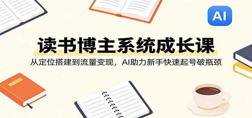 读书博主系统成长课：从定位搭建到流量变现，AI助力新手快速起号破瓶颈 - 渡客网创