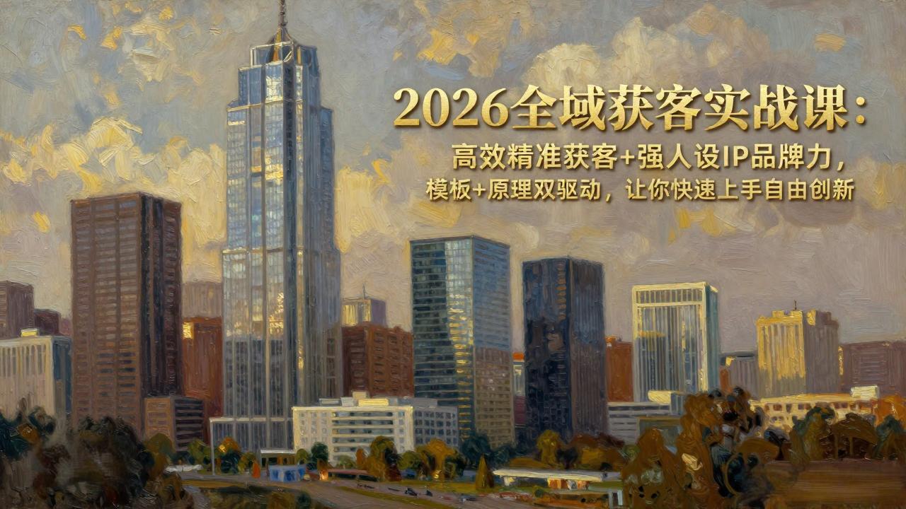 2026全域获客实战课：高效精准获客+强人设IP品牌力，模板+原理双驱动，让你快速上手自由创新 - 渡客网创