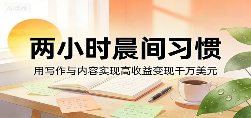 付费文章:两小时晨间习惯,用写作与内容实现高收益变现千万美元 - 渡客网创