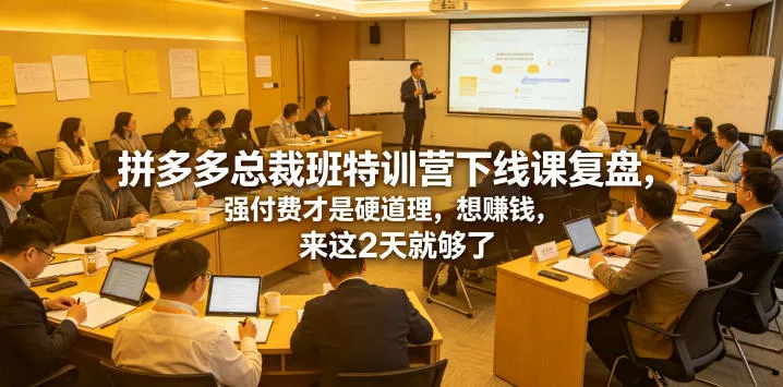 拼多多总裁班特训营下线课复盘，强付费才是硬道理，想賺钱，来这2天就够了 - 渡客网创