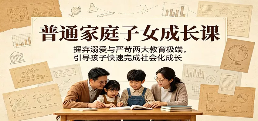 普通家庭子女成长课：摒弃溺爱与严苛两大教育极端，引导孩子快速完成社会化成长 - 渡客网创