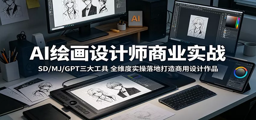 AI绘画设计师商业实战：SD/MJ/GPT三大工具，全维度实操落地打造商用设计作品 - 渡客网创