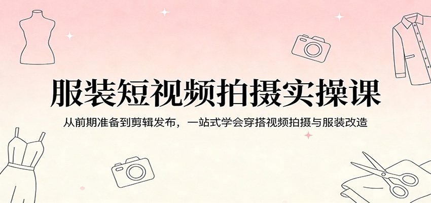 服装短视频拍摄实操课：从前期准备到剪辑发布，一站式学会穿搭视频拍摄与服装改造 - 渡客网创