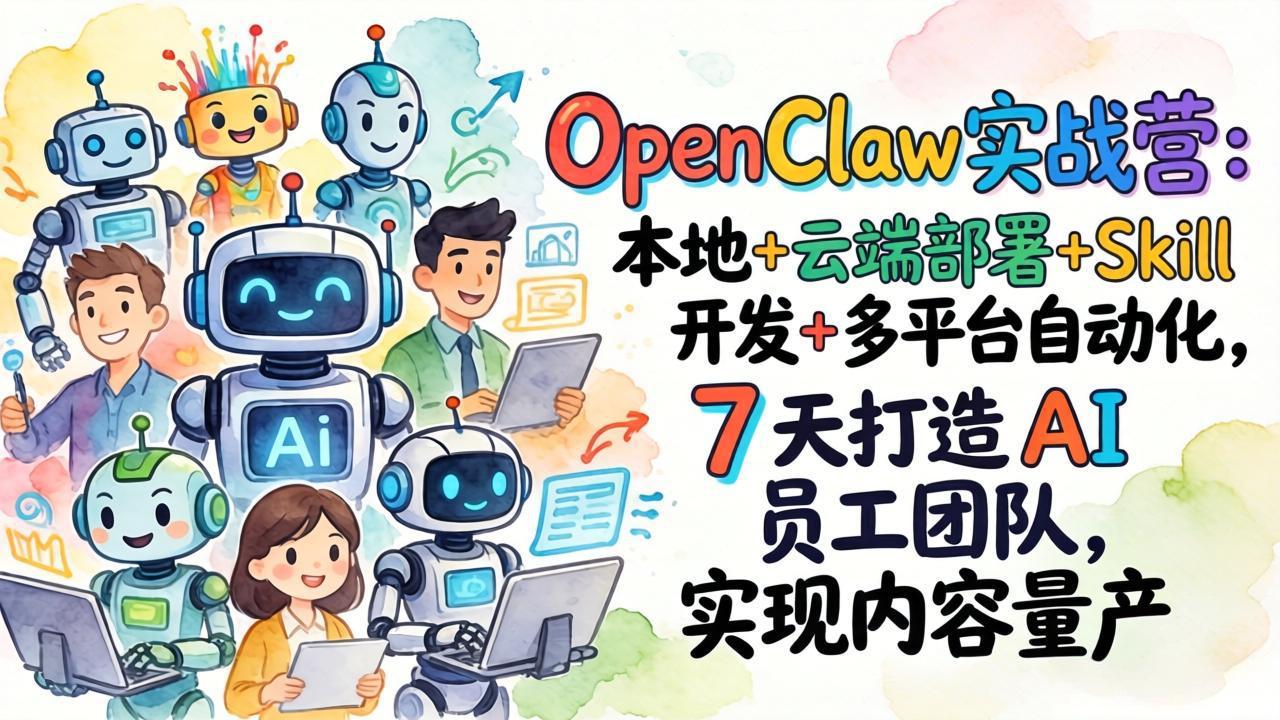 OpenClaw实战营：本地+云端部署+Skill开发+多平台自动化，7 天打造 AI 员工团队，实现内容量产 - 渡客网创