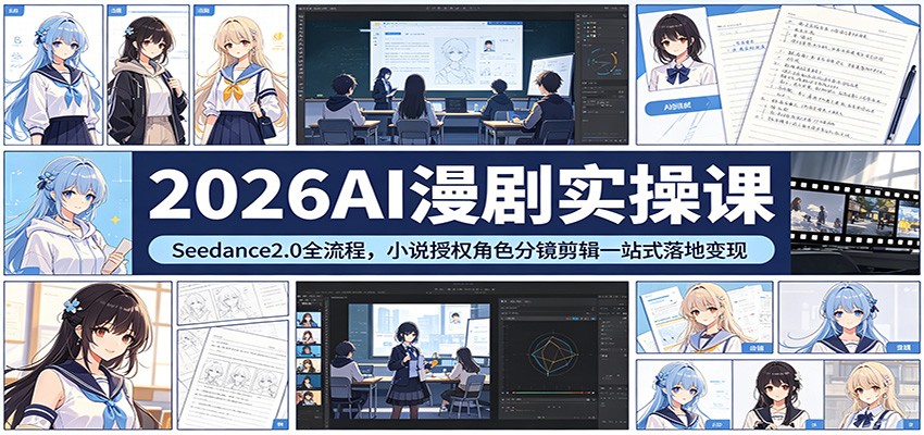 2026AI漫剧实操课：Seedance2.0全流程，小说授权角色分镜剪辑一站式落地变现 - 渡客网创