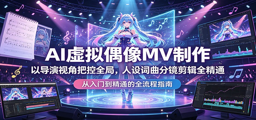 AI虚拟偶像MV制作：以导演视角把控全局，人设词曲分镜剪辑全精通 - 渡客网创