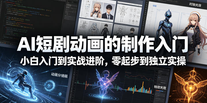 AI短剧动画的制作入门，小白入门到实战进阶，零起步到独立实操 - 渡客网创