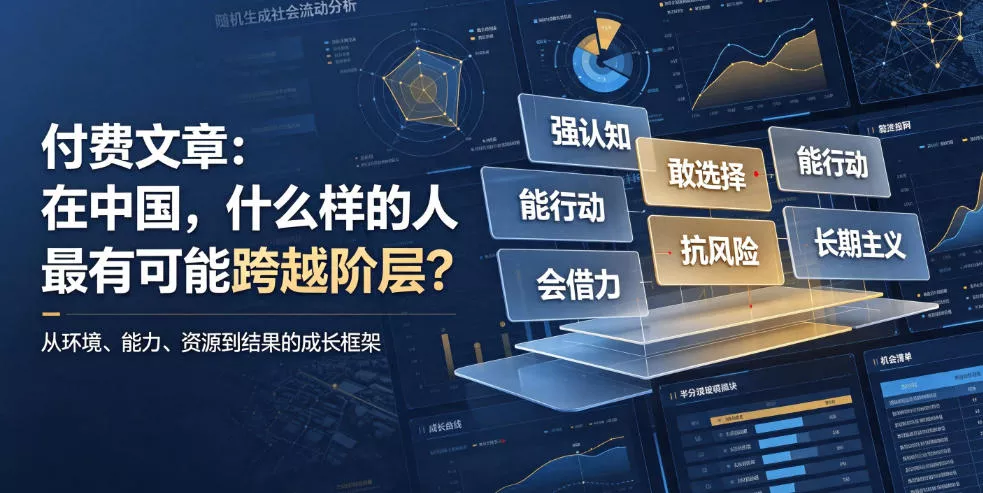 付费文章：在中国，什么样的人最有可能跨越阶层？ - 渡客网创