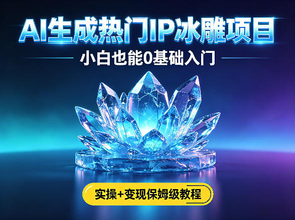 AI生成热门ip冰雕项目，小白也能0基础入门，实操+变现保姆级教程 - 渡客网创
