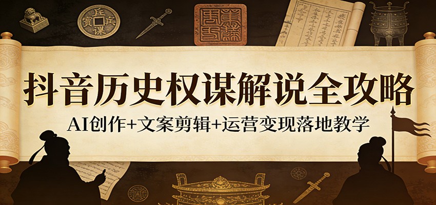 抖音历史权谋解说全攻略：AI创作+文案剪辑+运营变现落地教学 - 渡客网创