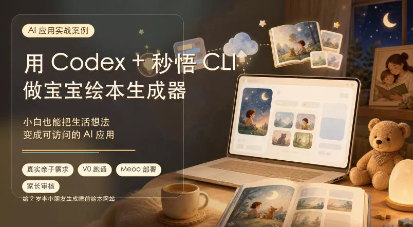 AI应用实战案例，用Codex+秒悟CLl做宝宝绘本生成器，小白也能把生活想法变成可访问的AI应用 - 渡客网创