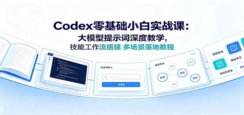 Codex零基础小白实战课：大模型提示词深度教学，技能工作流搭建多场景落地教程 - 渡客网创