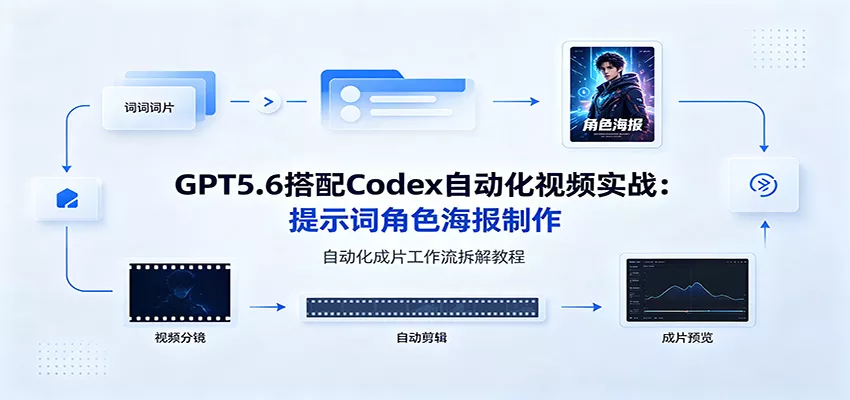 GPT5.6搭配Codex自动化视频实战：提示词角色海报制作，自动化成片工作流拆解教程 - 渡客网创