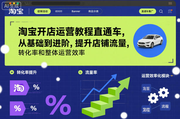淘宝开店运营教程直通车，从基础到进阶，提升店铺流量，转化率和整体运营效率(更新26年3月24日) - 渡客网创