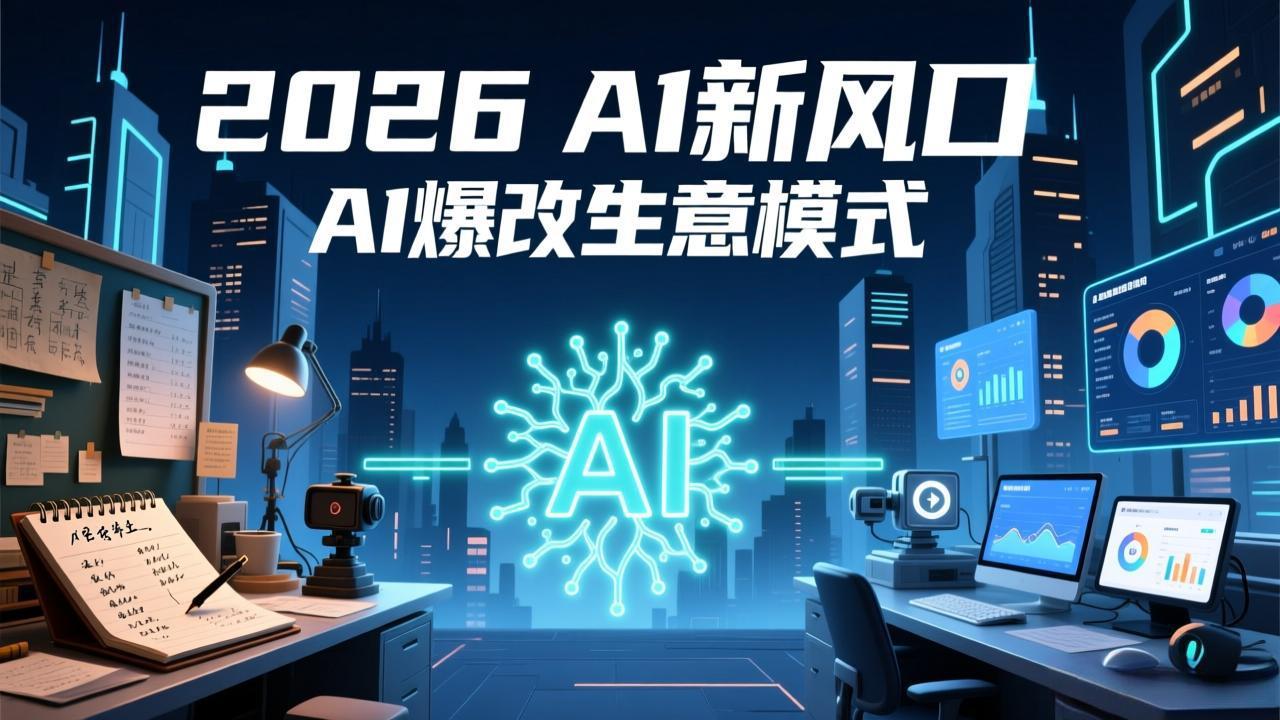 2026年AI创富新风口，用人工智能爆改你的生意模式，从短视频到直播全面降本增效抢占先机 - 渡客网创