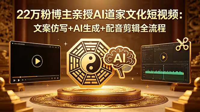 22万粉博主亲授AI道家文化短视频：文案仿写+AI生成+配音剪辑全流程 - 渡客网创