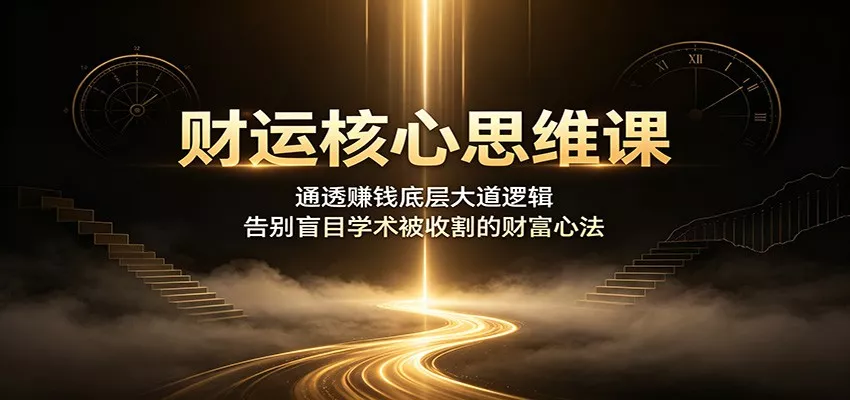 财运核心思维课：通透赚钱底层大道逻辑，告别盲目学术被收割的财富心法 - 渡客网创