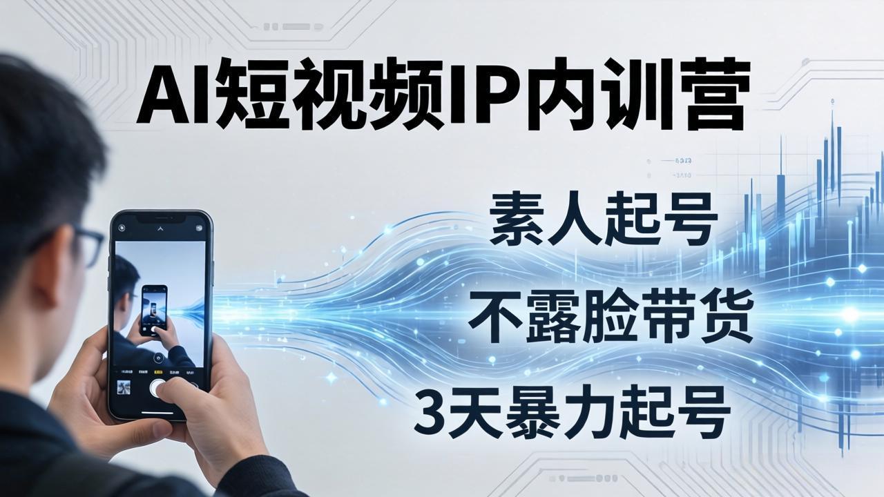 2026AI短视频IP内训营：从素人起号到不露脸带货，3天暴力起号全流程拆解 - 渡客网创