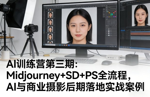 AI训练营第三期：Midjourney+SD+PS全流程，AI与商业摄影后期落地实战案例 - 渡客网创
