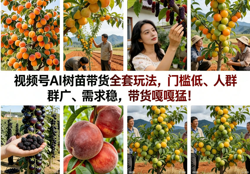 视频号AI树苗带货全套玩法，门槛低、人群广、需求稳，带货嘎嘎猛！(更新0322) - 渡客网创