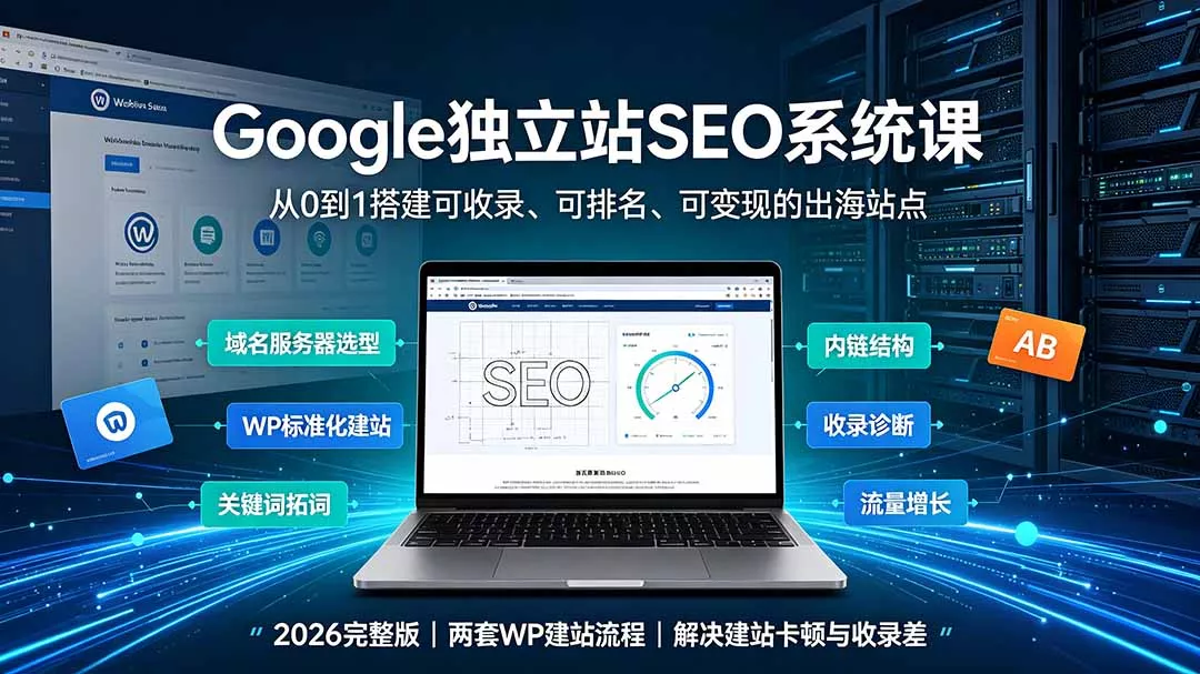 Google独立站SEO-7月系统课：出海基建×WordPress建站×AI内容生产×站内外优化×Search Console×AdSense变现