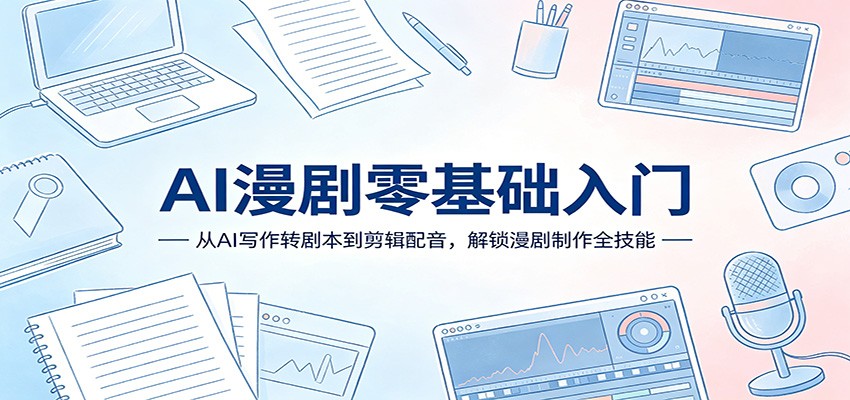 AI漫剧零基础入门：从AI写作转剧本到剪辑配音，解锁漫剧制作全技能 - 渡客网创