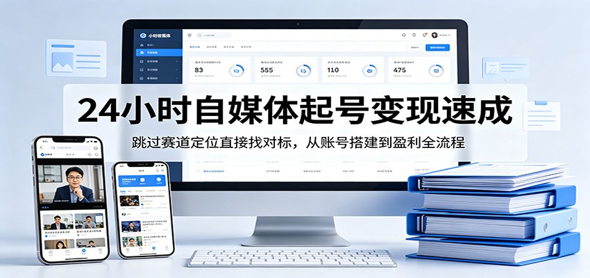 24小时自媒体起号变现速成，跳过赛道定位直接找对标，从账号搭建到盈利全流程 - 渡客网创