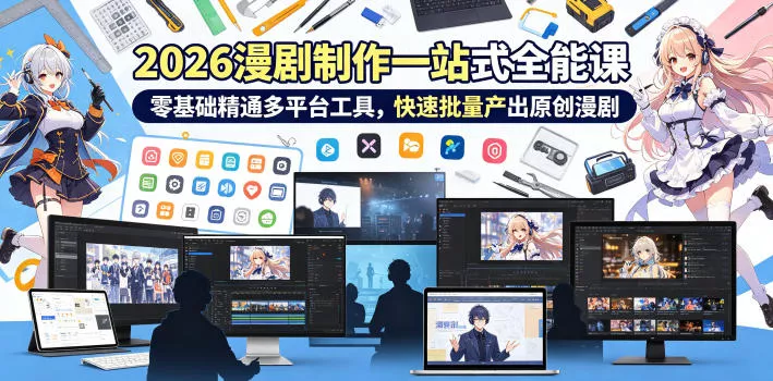 2026 AI漫剧制作一站式全能课，零基础精通多平台工具，快速批量产出原创漫剧 - 渡客网创