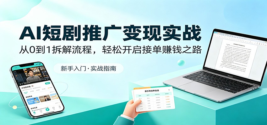 AI短剧推广变现实战:从0到1拆解流程,轻松开启接单赚钱之路 - 渡客网创