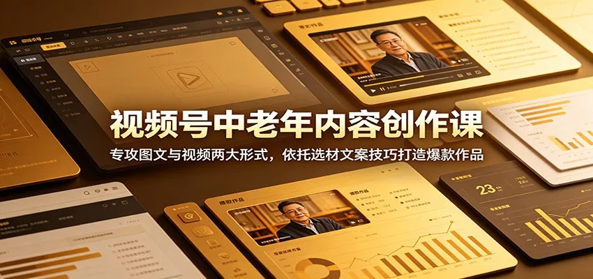 视频号中老年内容创作课：专攻图文与视频两大形式，依托选材文案技巧打造爆款作品 - 渡客网创