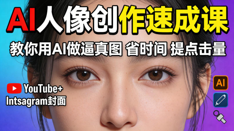 YouTube+Instagram封面没人点？AI人像创作速成课，教你用AI做逼真图，省时间还能提点击量！ - 渡客网创