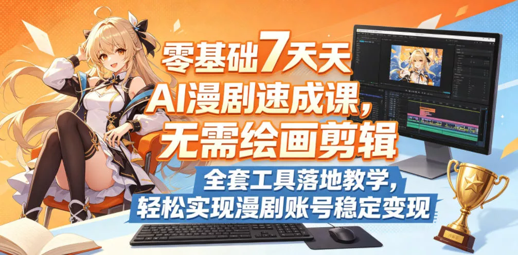 零基础7天AI漫剧速成课，无需绘画剪辑，全套工具落地教学，轻松实现漫剧账号稳定变现 - 渡客网创